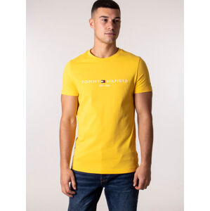 Tommy Hilfiger pánské žluté tričko Logo - XL (ZFM)